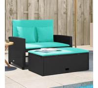THEMEPT Comodo divano da patio a 2 posti con cuscini per il relax, elegante design in rattan nero, momenti all'aperto