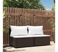 THEMEPT Divani intermedi per esterni alla moda per un comfort rilassante, in rattan resistente alle intemperie, design modulare, marrone con cuscini bianco crema