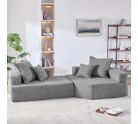 THEMEPT Divano componibile oversize per il comfort, design convertibile, grande capacità di seduta, facile da riorganizzare, tessuto bouclé grigio