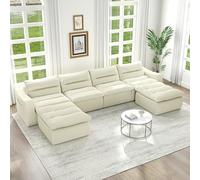 THEMEPT Divano moderno Lazy da pavimento con design ergonomico per il massimo comfort, nessun montaggio richiesto, stile modulare, beige