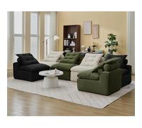 THEMEPT DIVANO Modulare per Vivere Accogliente Design FAI DA TE con Cuscini Collo e Lombare Comfort per 6 Posti Beige, Verde, Nero
