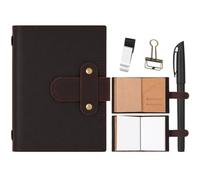 Thenshop 9 Pcs Traveling Notebook Compatible with Passport Inserts Travel Journal Refillable Gray Leather Cover 5.31 x 4.13 Inch for Diary Sketching Trip Planning Gift