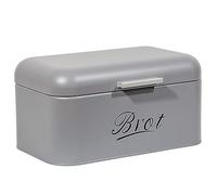 Theo&Cleo Contenitore per pane con coperchio, grande scatola per pane croccante in metallo, contenitore per pane, pane e biscotti, conservazione a lungo e asciutto, design retrò grigio