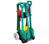 Theo Klein 2751 Carrello da giardino Bosch da 7 pezzi, Set con attrezzi da giardinaggio per bambini, Include un tagliaerba, 33,5 cm x 18 cm x 56,5 cm, Giocattoli per bambini dai 3 anni in su