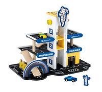 Theo Klein 3404 Autosilo MICHELIN 3 Piani, Legno, Autosilo incl. 2 Auto e molto altro, Compatibile con le piste in Legno, Giocattoli per Bambini dai 3 Anni in su