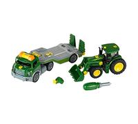 Theo Klein 3908 Autotreno con Trattore John Deere I Set di Viti con cacciavite I Dimensioni- 36 cm x 10,50 cm x 17 cm I Giocattoli per Bambini dai 3 Anni in su
