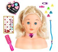 Theo Klein 5236 Busto per trucco e acconciatura "Little Sophia" I Cuore con trucchi I Capelli lavabili e pettinabili con gioielli I Giocattoli per bambini dai 3 anni in su