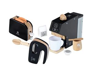 Theo Klein 7404 Set Cucina Electrolux, Legno,per Bambini, Composto da Macchina da caffè, sbattitore e tostapane, Accessori per cucine Giocattolo, Giocattolo per Bambini a Partire da 3 Anni