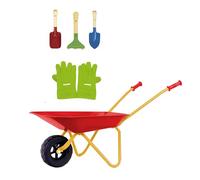 Theo Klein 7669 Carriola per bambini con accessori I In metallo, portata fino a 10 chili I Include robusti attrezzi da gioco di giardino I Giocattoli per bambini dai 3 anni in su