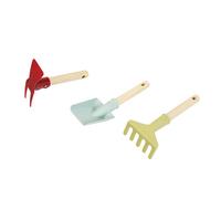Theo Klein 7681 Attrezzi da giardino I Inclusi paletta a mano, rastrello e zappa doppia con manico corto in legno I Plastica riciclata I Anti-UV, Giocattoli per bambini dai 3 anni in su