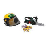 Theo Klein 8197 Bosch Set Boscaiolo | con Motosega, Casco forestale e Guanti | Suono Realistico e Luce Lampeggiante | Prodotto con Licenza Ufficiale | Giocattolo per Bambini dai 3 Anni