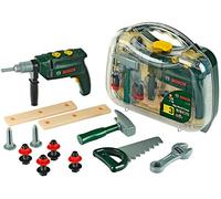 Theo Klein 8416 Valigetta degli attrezzi Bosch, grande, Set di attrezzi 16 pezzi, Incl. trapano a batterie con luce e suono, 32 cm x 8 cm x 29 cm, Giocattolo per bambini a partire dai 3 anni di età