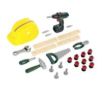 Theo Klein 8417 Set da artigiano Bosch, 37 pezzi I Trapano avvitatore cordless per bambini con luce e suono I Attrezzi e accessori per banco da lavoro I Giocattoli per bambini dai 3 anni in su