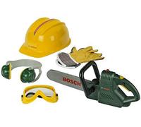 Theo Klein 8525 Motosega Bosch con accessori, motosega con suono di taglio e luce lampeggiante alimentati a batterie, Con guanti e molto altro, Giocattolo per bambini a partire dai 3 anni