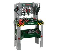 Theo Klein 8637 Banco da lavoro Bosch da 48 Pezzi, Piano di lavoro con Funzione di apprendimento, con Utensili e Diversi Accessori, Per Bambini dai 3 Anni in su