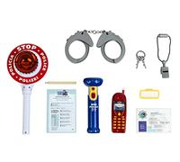 Theo Klein 8850 Set della polizia, Il set Police Unit Ben & Sam è composto da 10 pezzi, Include una torcia tascabile e una paletta della polizia con luce alimentati a batterie, Dimensioni della confezione: 40 cm x 32 cm x 4,5, Giocattolo per bambini a partire dai 3 anni di età