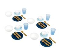 Theo Klein 9166 Set di stoviglie, Robuste ed Eleganti stoviglie Giocattolo per 4 Persone, Scodelle e Posate Color Oro Incluse, Giocattolo per Bambini dai 2 Anni