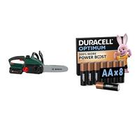 Theo Klein Bosch Motosega, luci/Suoni, 3+ Anni, & Duracell Optimum AA 8 pz, Power Boost