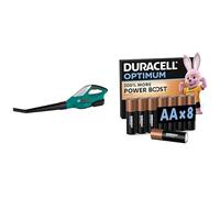 Theo Klein Bosch Soffiatore Foglie, 3+ anni, & Duracell Optimum AA 8 pz, Power Boost
