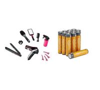 Theo Klein Braun Set Parrucchiere, phon suoni, 3+ anni, & Batterie AAA Alcaline Amazon Basics 12 pz, 10 anni