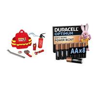 Theo Klein Fire Fighter Henry Zaino, torcia LED, 3+ anni, & Duracell Optimum AA 8 pz, Power Boost