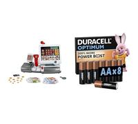 Theo Klein Registratore Cassa, Tastiera/Scanner, 3+ Anni, & Duracell Optimum AA 8 pz, Power Boost