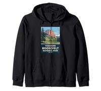 Theodore Roosevelt National Park Vintage Camping Uomini Donne Felpa con Cappuccio