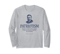 Theodore Roosevelt Patriottism Quote Navy Print Maglia a Manica