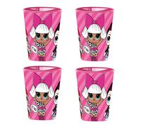 Theonoi 4 bicchieri per bambini da 260 ml/a scelta: Minnie Pony Princess Frozen PawPatrol vetro plastica senza BPA - regalo per ragazze (4 x L.O.L)