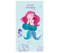 Theonoi Asciugamano da bagno per bambini, telo da spiaggia, telo da doccia, 100% cotone, 70 x 140 cm, motivo sirena