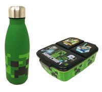 Theonoi Minecraft, una scatola portapranzo per bambini, con divisori/scomparti e bottiglia d'acqua