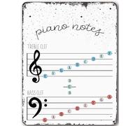 Theory, note di pianoforte, chiave di basso, chiave di violino e musica, in metallo, stampa educativa, decorazione da parete per interni ed esterni, decorazione per la casa, accessori per porte