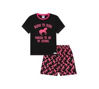 thepyjamafactory Born To Ride Forced To Go To School Ragazze Corta Cotone Pigiama Pjs per Bambini (13-14 Anni)