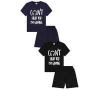 ThePyjamaFactory Can't Hear You I'm Gaming Short Black Navy 2 Pack Boys Pigiama Set PJs For Kids, Multicolore, 15-16 Years