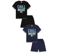 ThePyjamaFactory Chill Mode - Pigiama corto per bambini, confezione da 2, colore: nero e blu navy, Multicolore, 15-16 Years