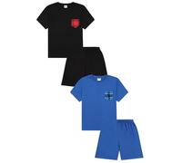 ThePyjamaFactory Pigiama corto da bambino, con tasca a quadri, colore nero e blu, confezione da 2, Multicolore, 12-13 Years