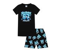 ThePyjamaFactory Pigiama corto da bambino Six Seven nero blu 67 PJ's per bambini, Nero , 8-9 Years