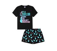 ThePyjamaFactory Pigiama corto da donna in cotone con scritta "It's a Taylor Thing, You Wouldn't Understand", colore: nero e blu, Nero , 16-18