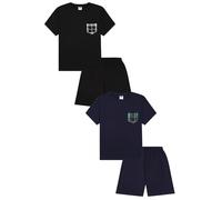 ThePyjamaFactory Pigiama corto per bambini, con tasca a quadri, colore blu navy, confezione da 2
