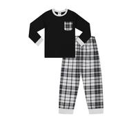 thepyjamafactory Pigiama da Bambina in Cotone con Gamba Lunga Scozzese Nera e Grigia per Bambini (11-12 Anni)