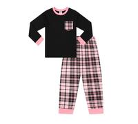thepyjamafactory Pigiama da Bambina in Cotone con Gamba Lunga Scozzese Nera e Rosa per Bambini (14-15 Anni)
