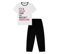 ThePyjamaFactory Pigiama lungo da donna in cotone bianco e nero con scritta "It's a Taylor Thing, You Wouldn't Understand", bianco, 16-18
