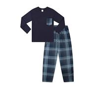 ThePyjamaFactory Pigiama per bambini con pantaloni lunghi scozzesi blu navy, Blu, 13 anni