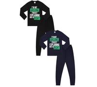ThePyjamaFactory Pigiama per bambini con scritta "I'm Not Arguing I'm Just Explaining Why I'm Right", colore: nero e blu navy, confezione da 2, Multicolore, 15-16 Years