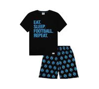 thepyjamafactory Ragazzi Corto Eat Sleep Football Repeat Blu in Cotone Pigiama (6-7 Anni)