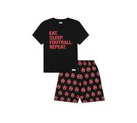 thepyjamafactory Ragazzi Corto Eat Sleep Football Repeat Rosso in Cotone Pigiama (11-12 Anni)