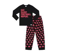 thepyjamafactory Ragazzi Eat Sleep Football Repeat Rosso Lungo Cotone Pigiama (9-10 Anni)