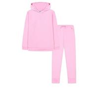 ThePyjamaFactory Tuta da ginnastica per bambine da 5 a 13 anni con cappuccio e pantaloni da jogging, rosa, 5-6 Years