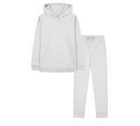 ThePyjamaFactory Tuta da ginnastica per bambini da 5 a 13 anni con cappuccio e pantaloni da jogging, Grigio, 9-10 Years