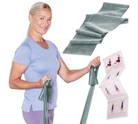 TheraBand 2,50 m in sacchetto di PE con istruzioni di colore verde, fascia per fitness, fascia da ginnastica, fascia elastica per allenamento a corpo, fascia di resistenza, fascia per allenamento a